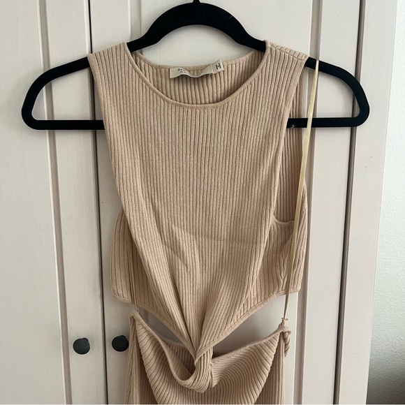 Bec And Bridge AUS 10 US 6 Riviera Twist Knit Ribbed Midi Dress In Sand - Picture 9 of 16